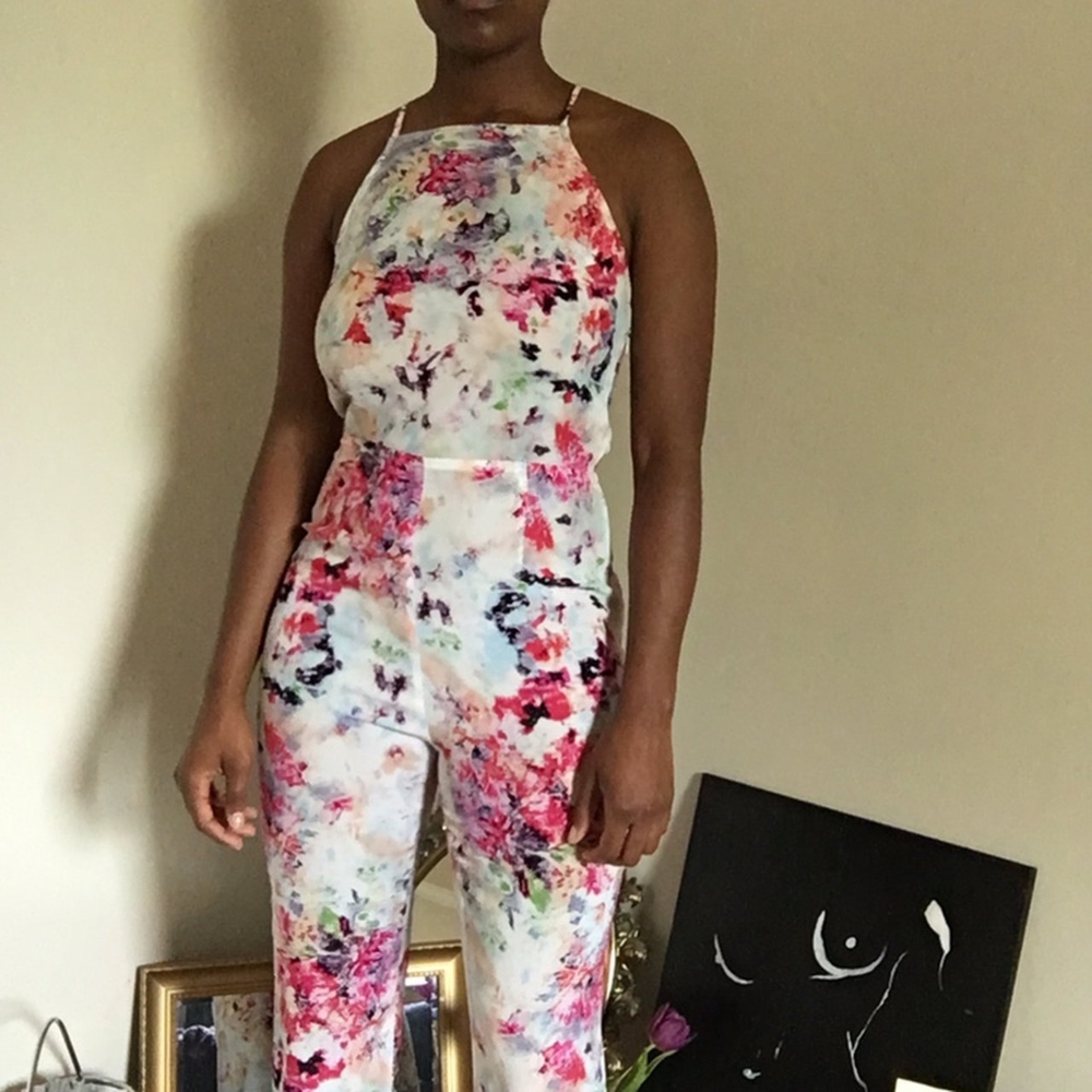 Abstract floral water color jumpsuit